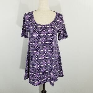 Lularoe Perfect T Womens Shirt Short Sleeve Tribal Geometric Purple XXS